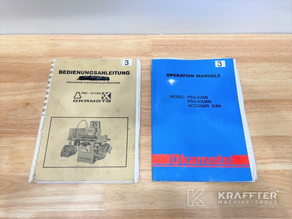 Manuels d'utilisation pour Rectifieuse plane OKAMOTO PSG-63UAN 20689-990