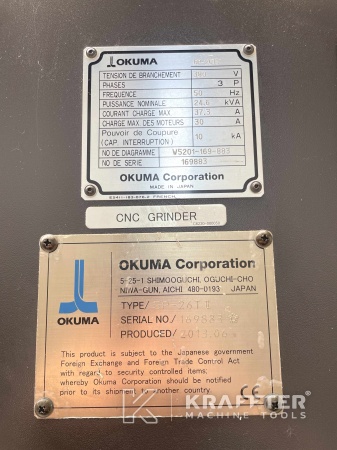 Plaque signalétique sur Okuma GP 26 T II (23) 