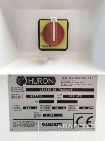 Plaque signalétique Centre d’usinage HURON VX6 APC chez KRAFFTER Machine Tools 90072