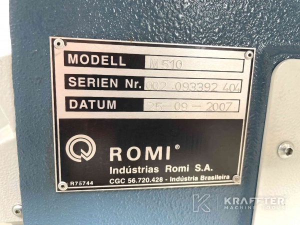 Plaque signalétique d'un tour ROMI M510 (65) 