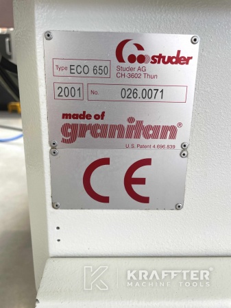 Plaque signalétique sur Studer eco 650 (80) 